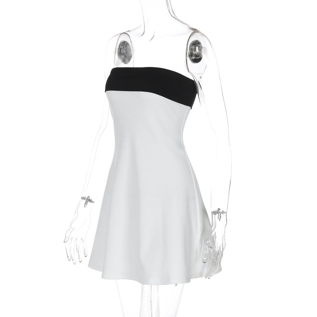 Contrast Trim Strap Mini Dress