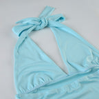 Deep V Halter Tie Top- Polka Dots
