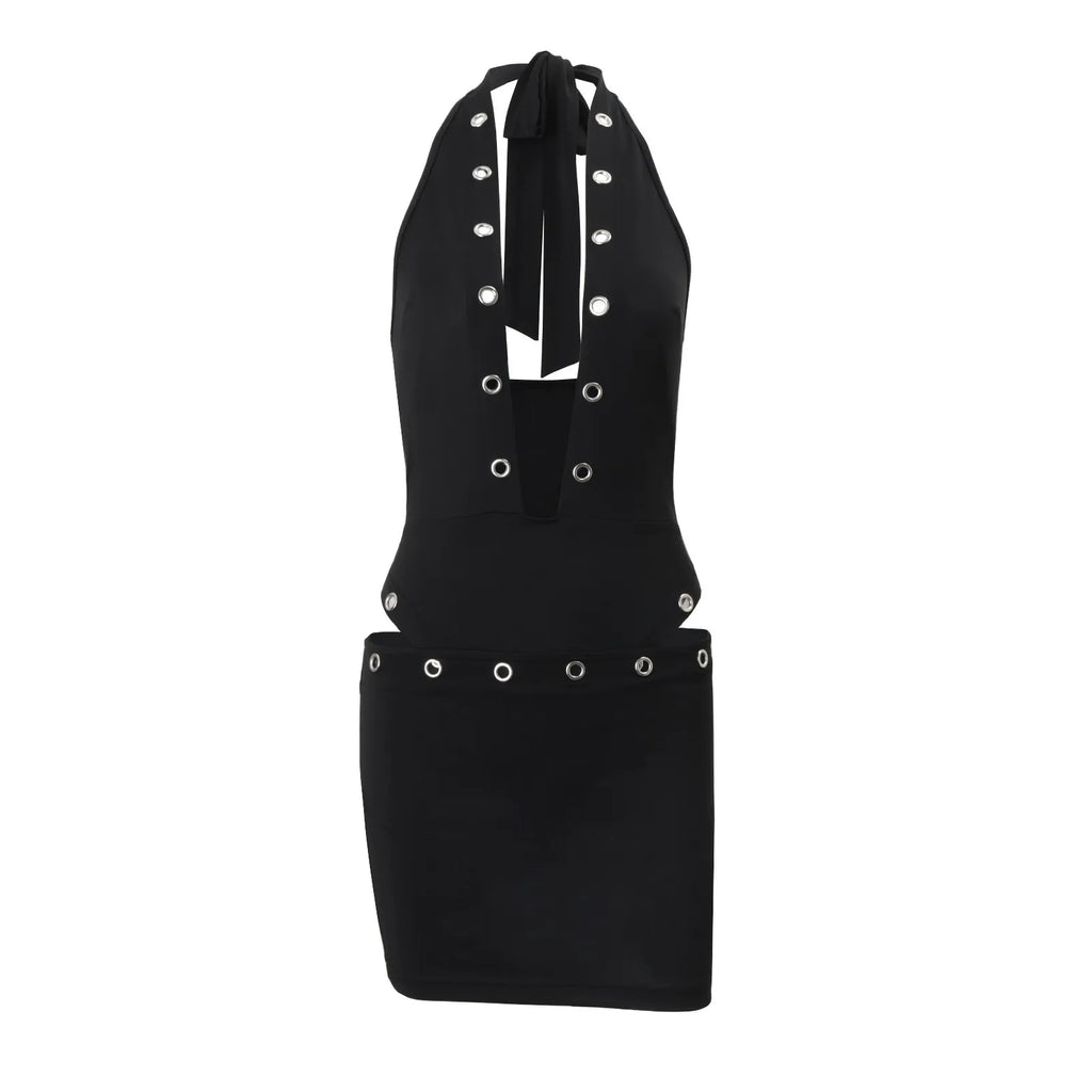 Galina Studded Halter Mini Skirt Set