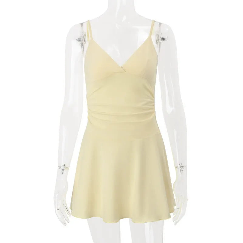 Ruched Cami Yellow Mini Dress
