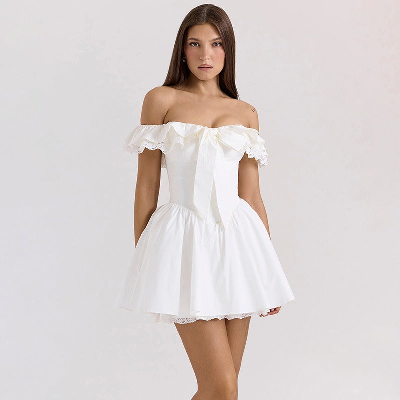 Vaelin Off Shoulder Bow Mini Dress