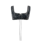 Studded Lace-Up Faux Leather Crop Top