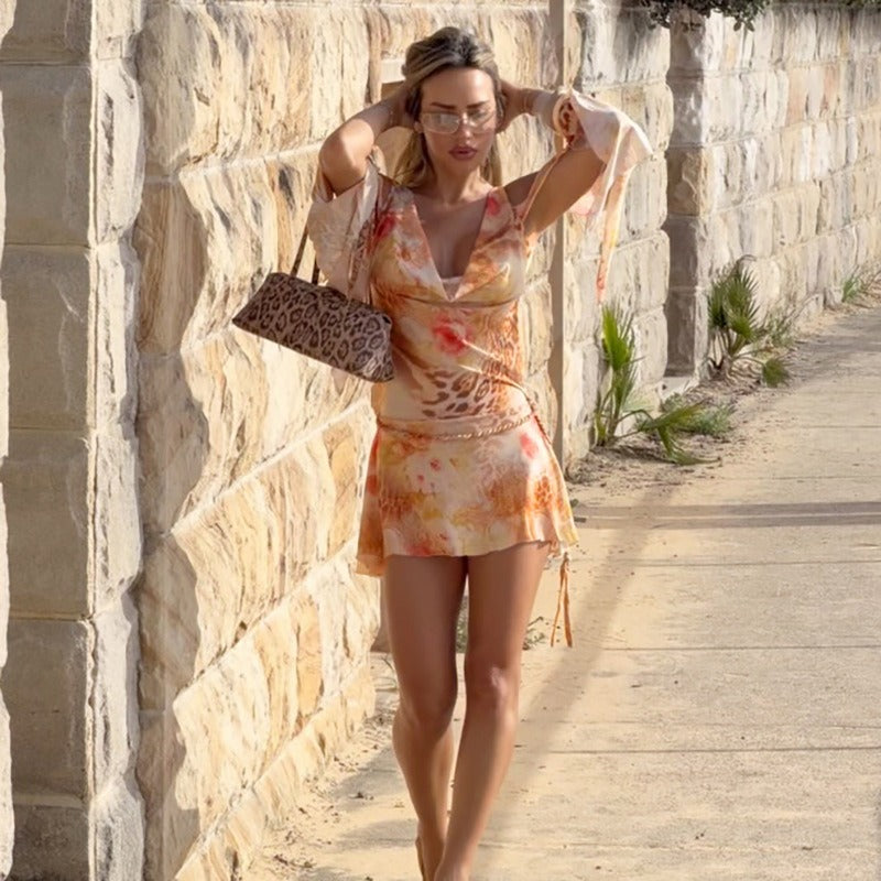 Amaris Floral Open-Back Mini Dress