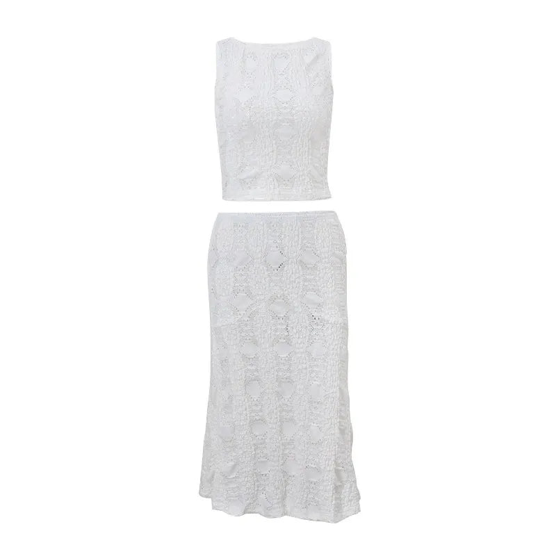 Lace Top & Midi Skirt Set