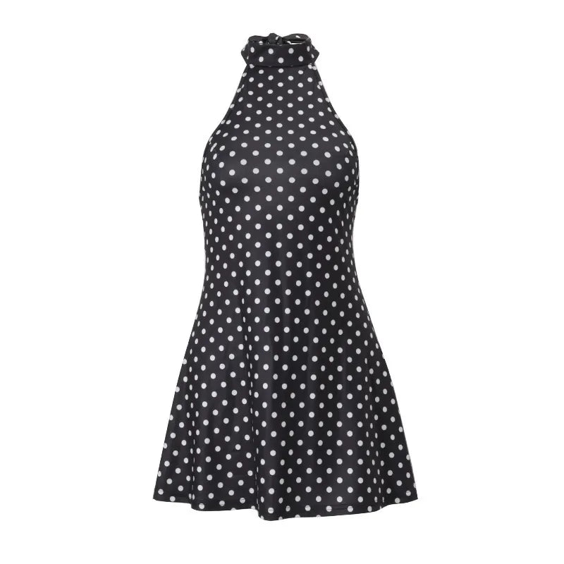Stassie Polka Dot Halter Mini Dress