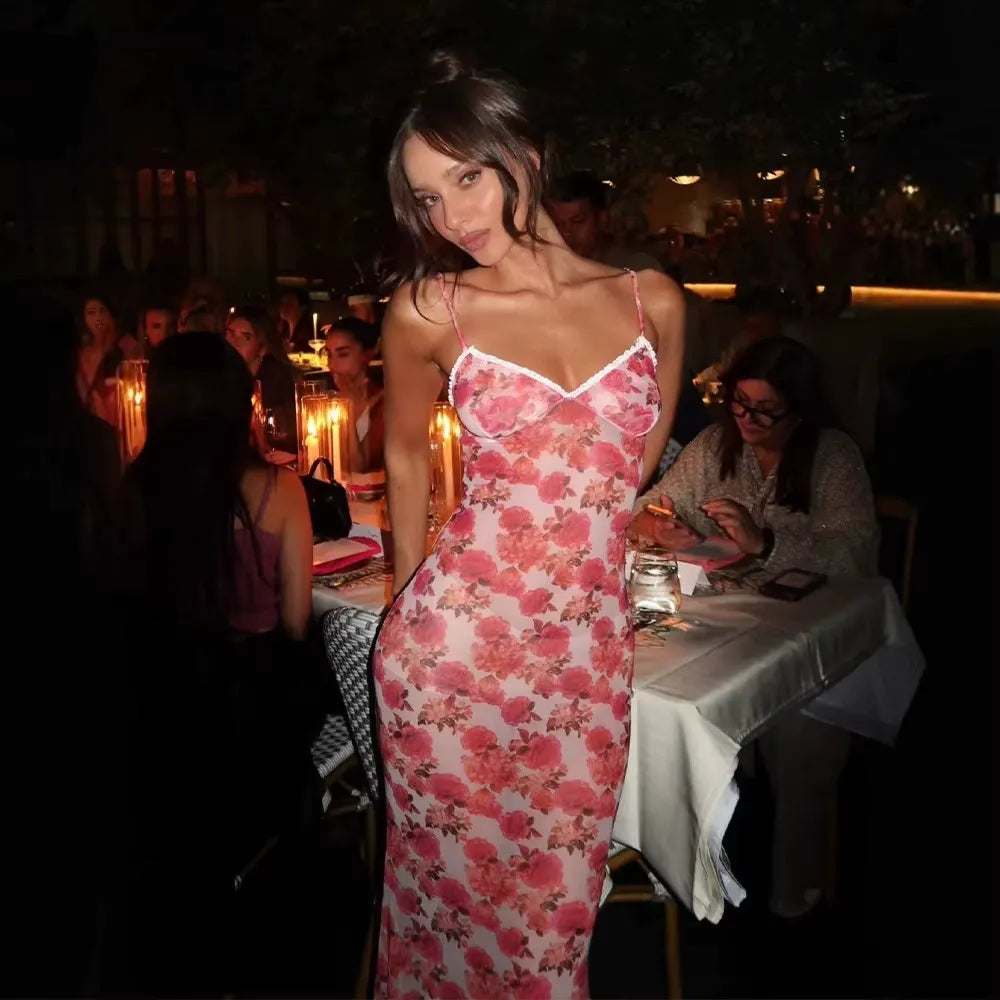 Samelya Rose Floral Lace Maxi Dress