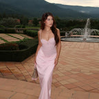 Delora Soft Pink Corset Maxi Dress