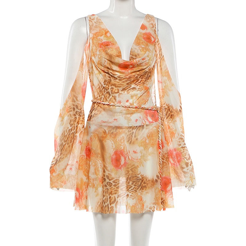 Amaris Floral Open-Back Mini Dress