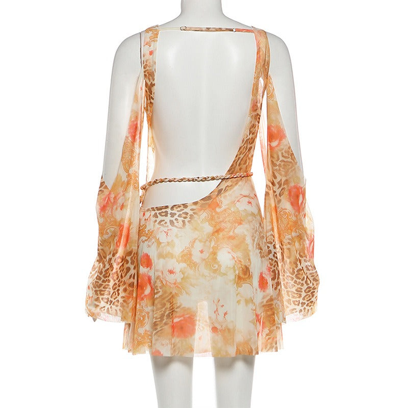 Amaris Floral Open-Back Mini Dress