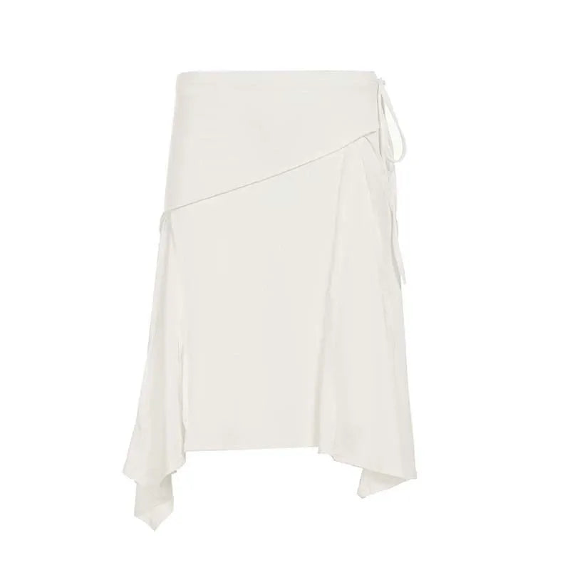 Asymmetric Tie-Waist Midi Skirt