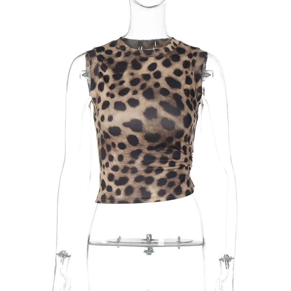Leopard Print Sleeveless Fitted Top