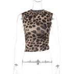 Leopard Print Sleeveless Fitted Top