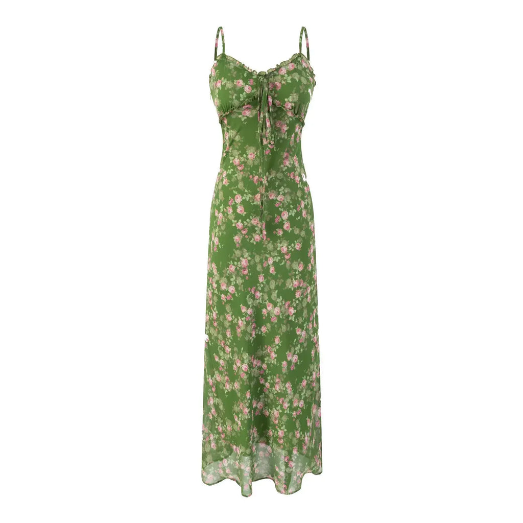 Olya Olive Floral Slip Maxi Dress