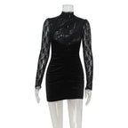 Romeya Velvet Lace Mini Dress