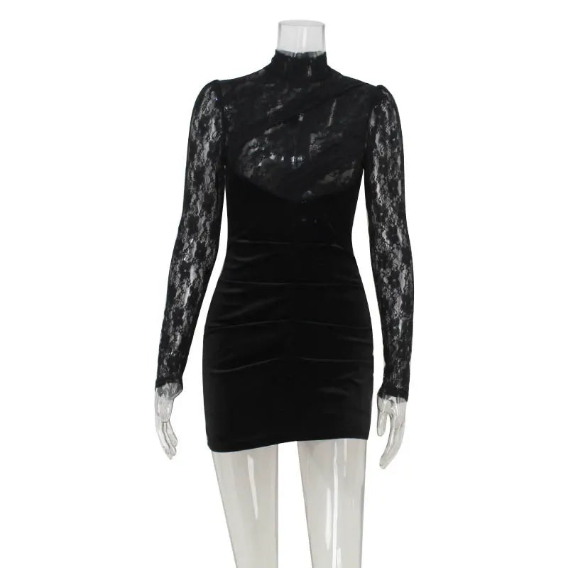 Romeya Velvet Lace Mini Dress
