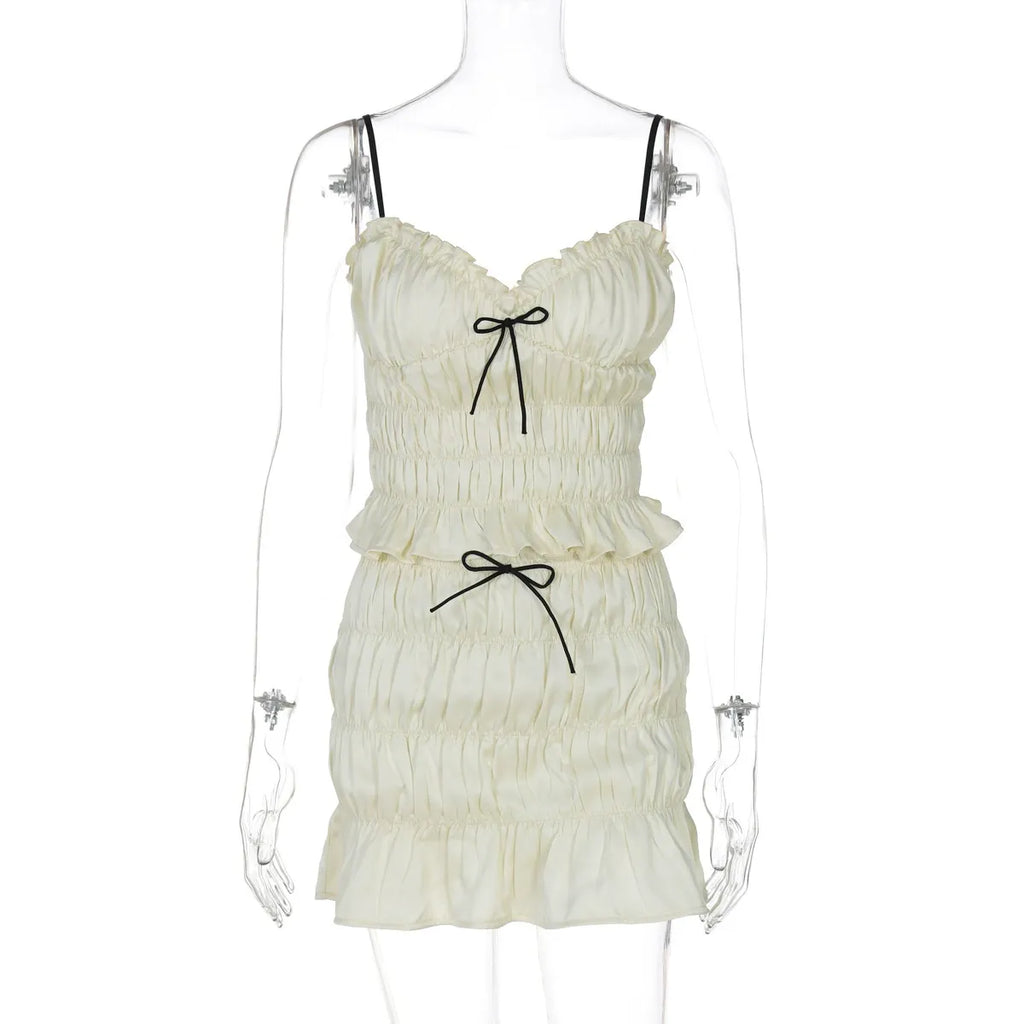 Amelia Ruched Bow Detail Skirt Set