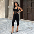 Nerys Mesh Panel Halter Capri Jumpsuit