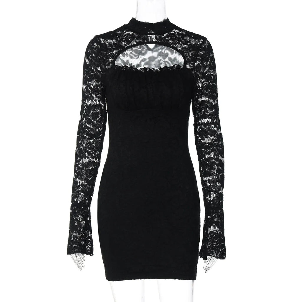 Lace Long Sleeve Mini Dress