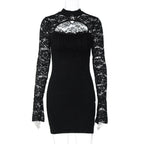 Lace Long Sleeve Mini Dress