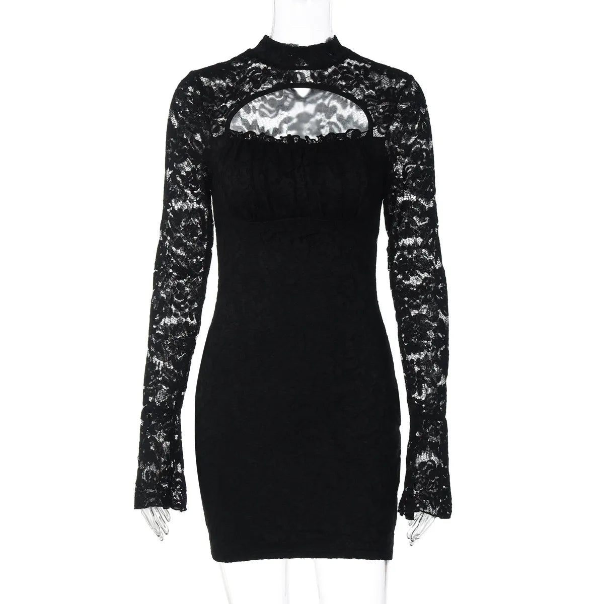 Lace Long Sleeve Mini Dress