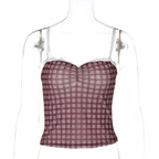 Gingham Lace Trim Cami Top