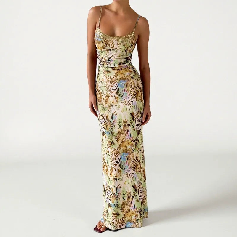 Elka Sage Abstract Print Cami Maxi Dress