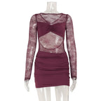 Morella Lace Ruched Mini Dress