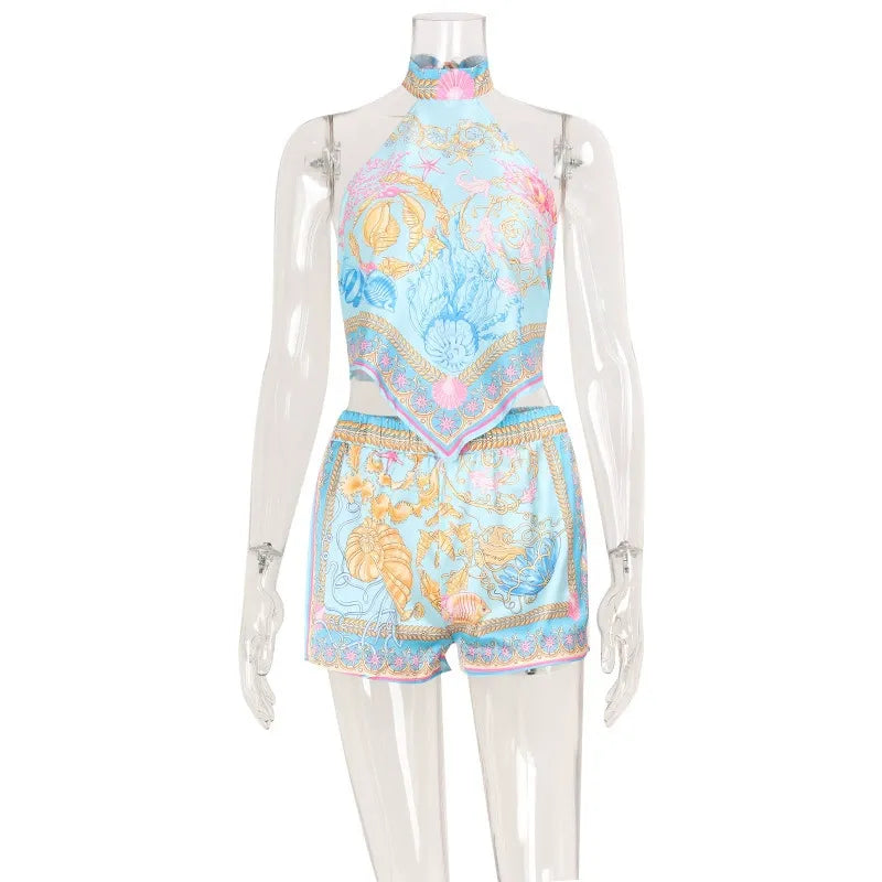 Ilya Seashell Scarf Top & Shorts Set