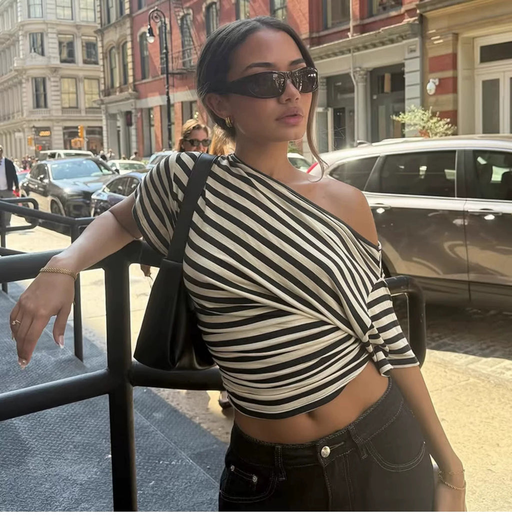 Pilar Striped Off-Shoulder Top