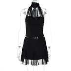 Mesh Halter Top & Mini Skirt Set
