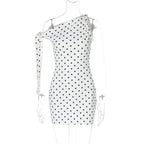 Monroe Polka Dot One-Shoulder Mini Dress