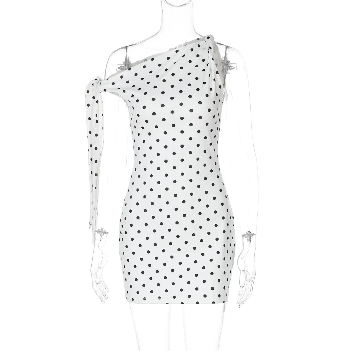 Monroe Polka Dot One-Shoulder Mini Dress