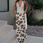 Tilora Halter Floral Maxi Dress with Side Tie