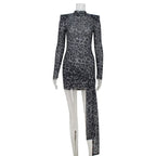 Nevina Leopard Mesh Tie Mini Dress