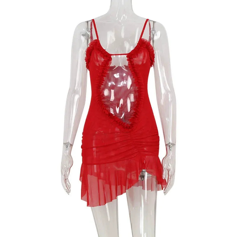 Rovena Mesh Cut-Out Mini Dress