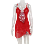 Rovena Mesh Cut-Out Mini Dress