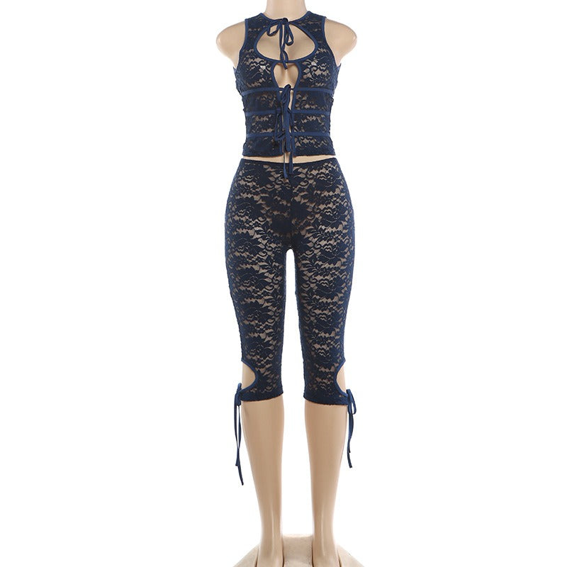 Ysela Lace Tie-Front Two Piece Set