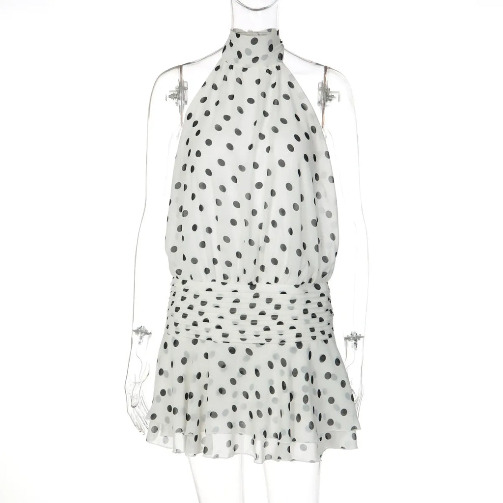 Monique Polka Dot Halter Mini Dress