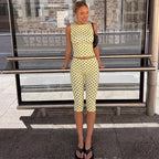 Rovena Polka Dot Crop Top & Capri Pants Set