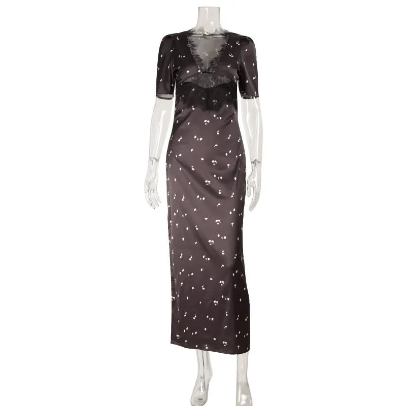 Melora Lace Trim Floral Midi Dress