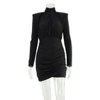 Olivette High Neck Ruched Mini Dress