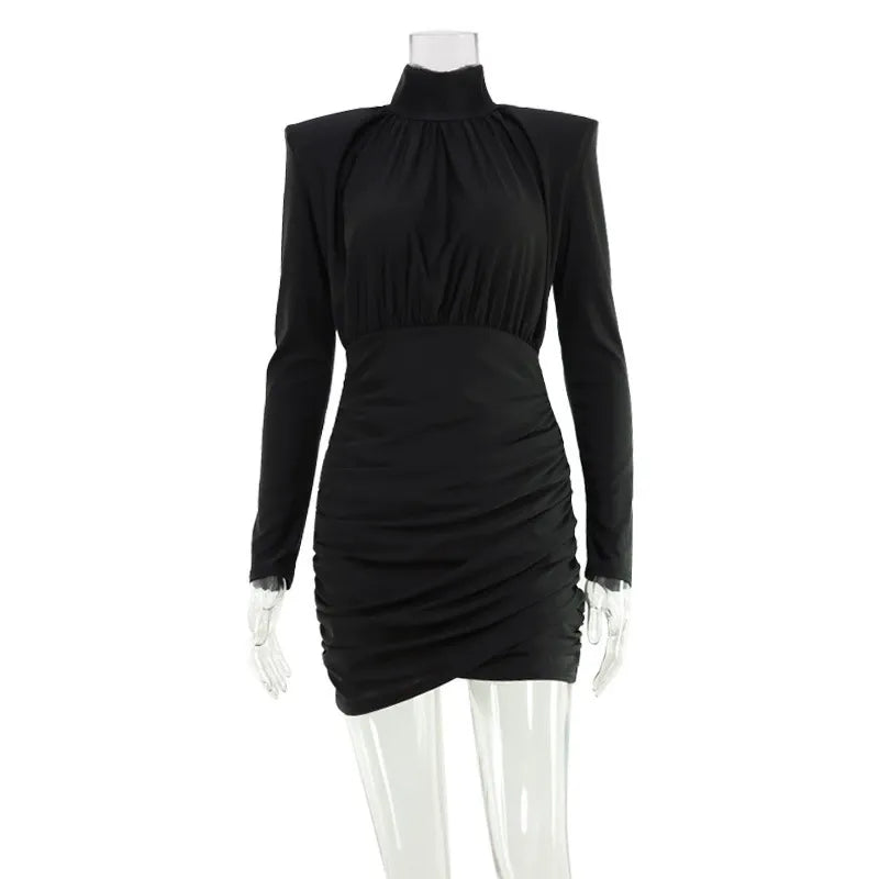Olivette High Neck Ruched Mini Dress