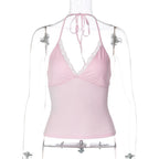 Lace Trim Halter Cami Top