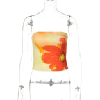 Floral Print Spaghetti Strap Tube Top