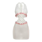 Virel Floral Trim Cut-Out Mini Dress
