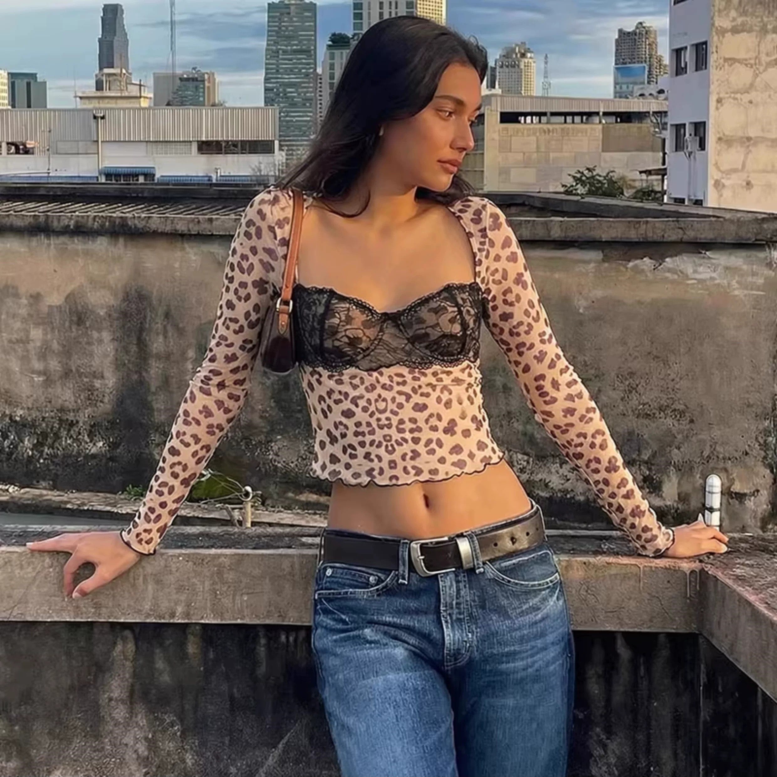 Sereia Leopard Mesh Lace Top
