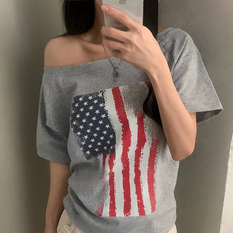 Melina Vintage Flag Graphic Tee