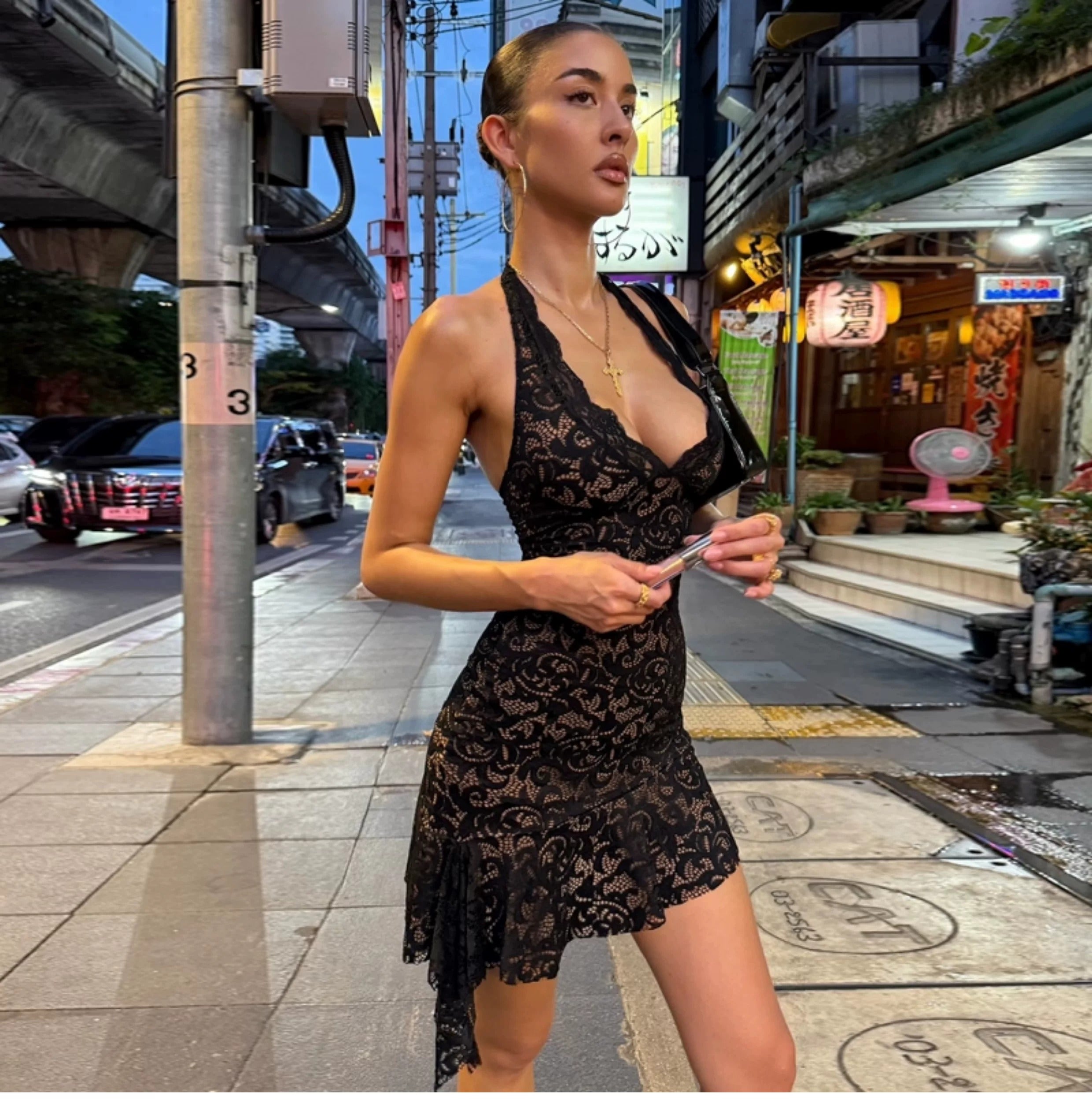 Elysia Lace Halter Mini Dress