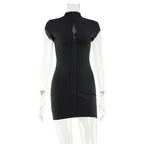 Elirae Front Zip High Neck Mini Dress