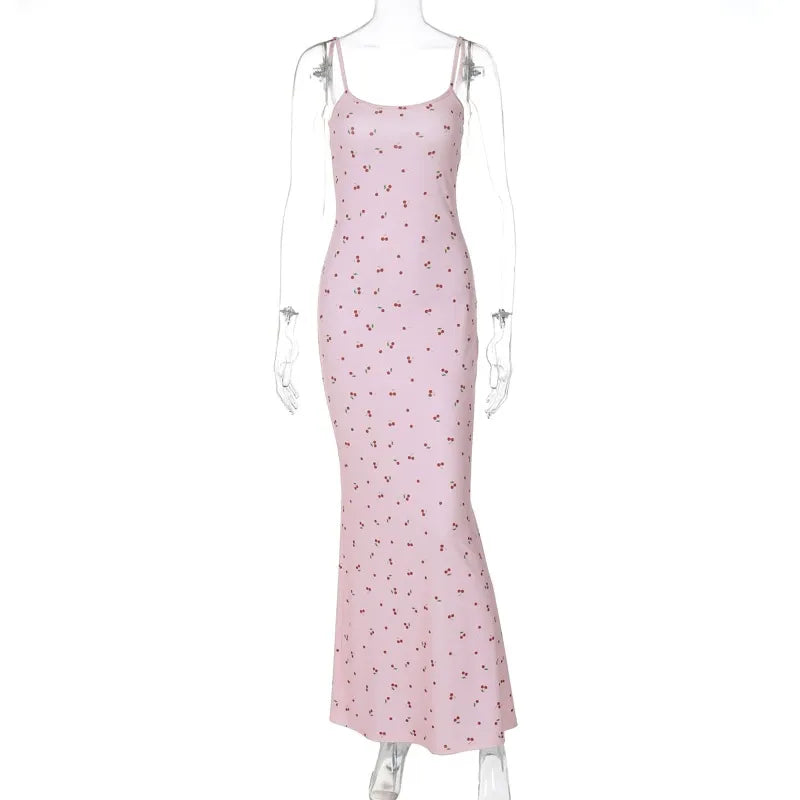 Giulia Cherry Print Mermaid Maxi Dress
